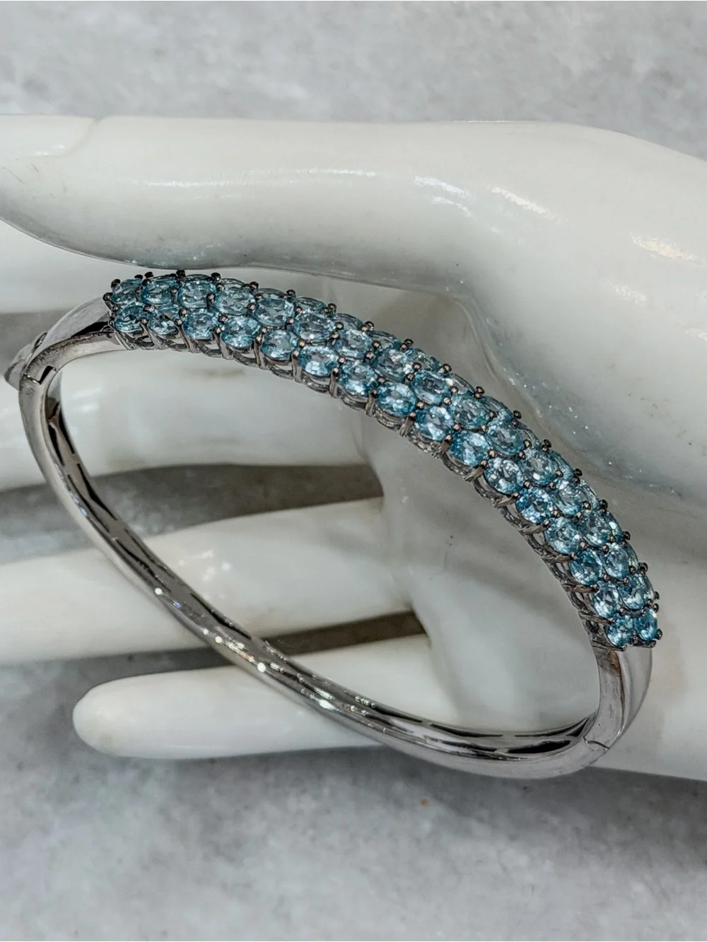 Betroka Blue Apatite Sterling Silver 7.25” Bangle Bracelet